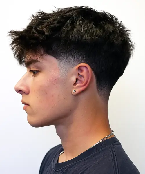 Low Taper Fade with Bangs