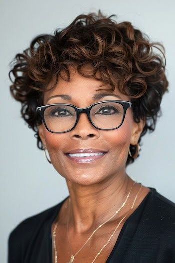 Short hairstyles for women over 60 with Glasses